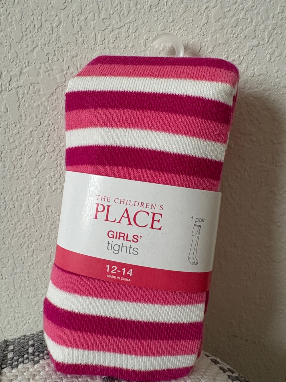 The Children's Place Girls' Pink and White Striped Tights